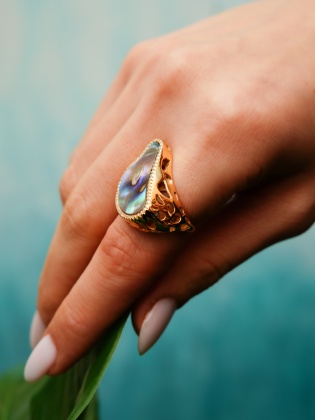 Handmade Design Silver Ring with Mother of Pearl