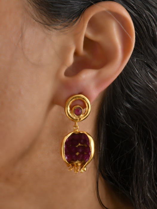 Vintage Antique Gold Earrings Black Roman Collectable Coin Ruby and Clear  Crystals Womans Handmade E4089-CB | PVD Vintage Jewelry