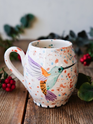El Yapımı Çini Mug Sinek Kuşu