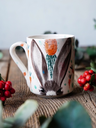 El Yapımı Çini Mug Tavşan