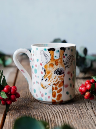 El Yapımı Çini Mug Zürafa