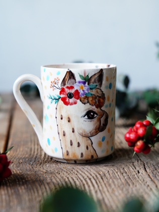 El Yapımı Çini Mug Alpaka