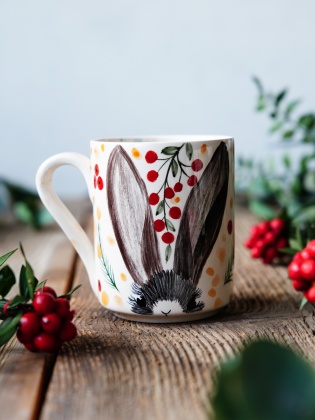 El Yapımı Çini Mug Tavşan