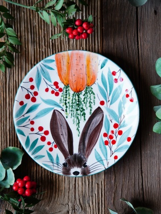 Handmade Design Tile Plate Bunny