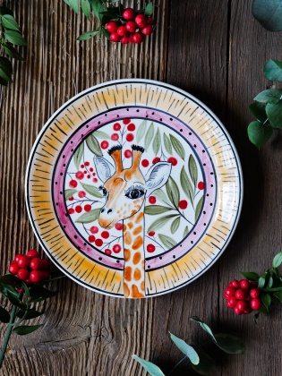 Handmade Design Tile Plate Giraffe