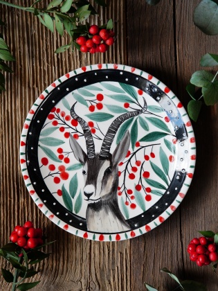 Handmade Design Tile Plate Goat