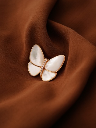 Handmade Design Silver Brooch with Mother of Pearl