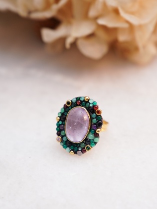 Handmade Design Silver Ring With Tourmaline Stone