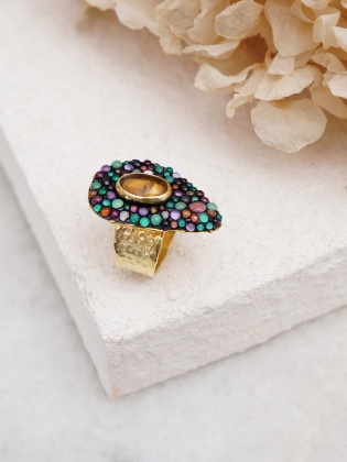 Handmade Design Silver Ring With Tourmaline Stone