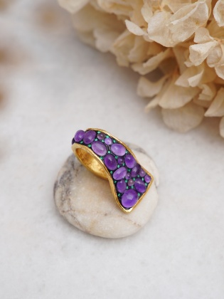 Handmade Design Silver Ring With Amethyst Stone