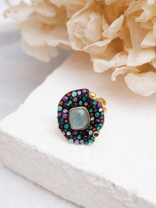 Handmade Design Silver Ring With Tourmaline Stone