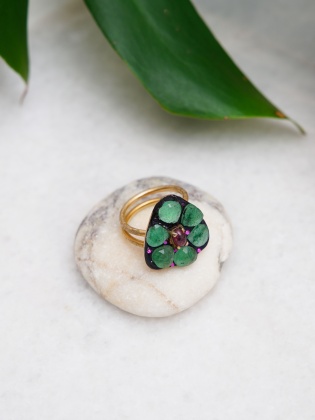 Handmade Design Silver Ring With Aventurine Stone