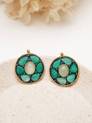 Handmade Design Silver Earrings With Natural Stones