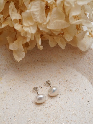 Silver Earrings with Pearls