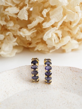 Silver Earrings with Tanzanite Stones