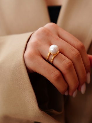 Silver Ring with Pear