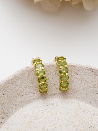 Peridot Taşlı Gümüş Küpe