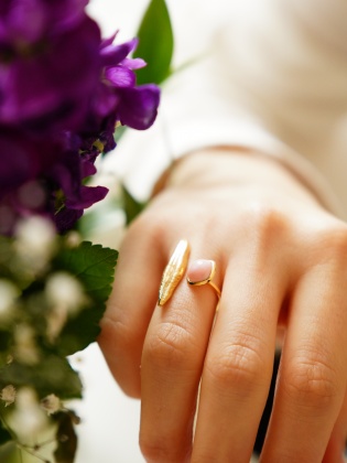 Silver Ring with Coral Stone