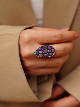 Handmade Design Silver Ring With Amethyst Stone
