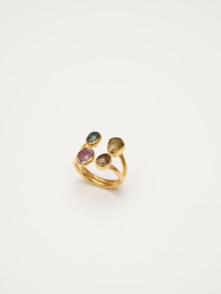 Handmade Design Silver Ring with Tourmaline Stone