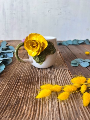 Coffee Mug with Yellow Rose