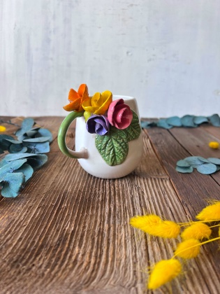 Karışık Renkli Çiçekli Kahve Mug