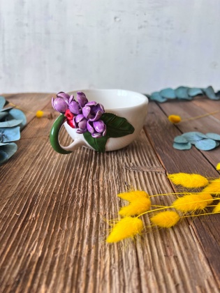 Mor Çiçekli Cappuccino Kahve Mug