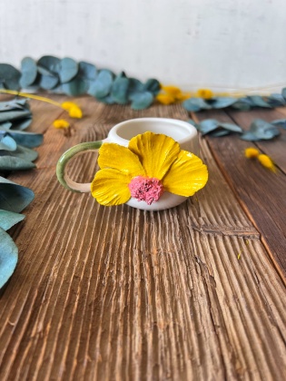 Turkish Coffee Cup with Yellow Flower