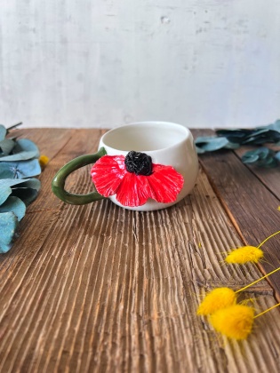 Coffee Mug with Poppy Flower