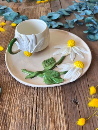 Coffee Mug Set with Daisy