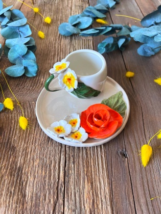 Küçük Çiçekli Türk Kahvesi Fincan Set