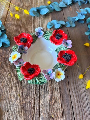 Small Bowl with Poppy Flowers
