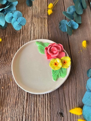 Small Plate with Pink Flower