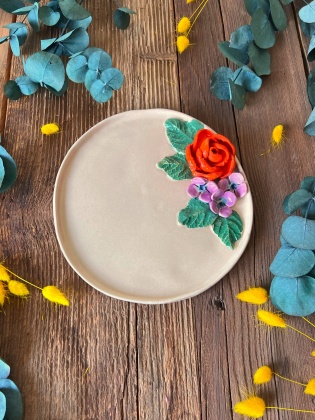 Turuncu Gül Pasta Tabak
