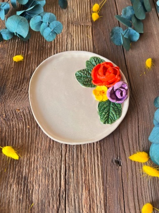 Mug Plate with Orange Rose