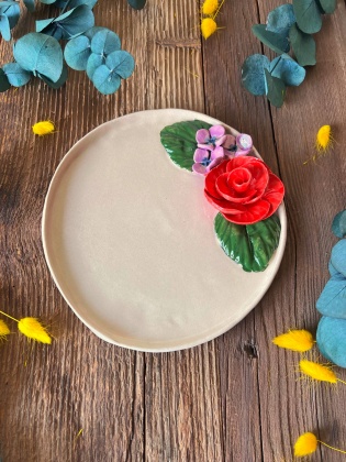 Kırmızı Gül Pasta Tabak