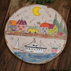 Handcrafted Ceramic Plate Line Serie City and Sailboat