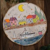 Handcrafted Ceramic Plate Line Serie City and Sailboat