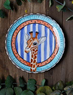 Handcraft Design Tile Plate Giraffe