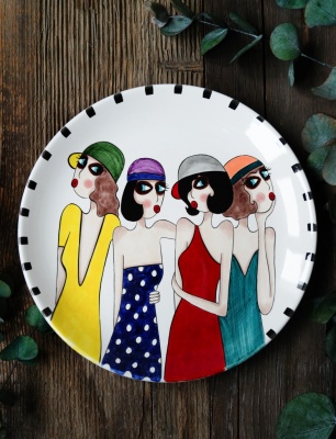 Handcraft Design Tile Plate Large Size Party Time
