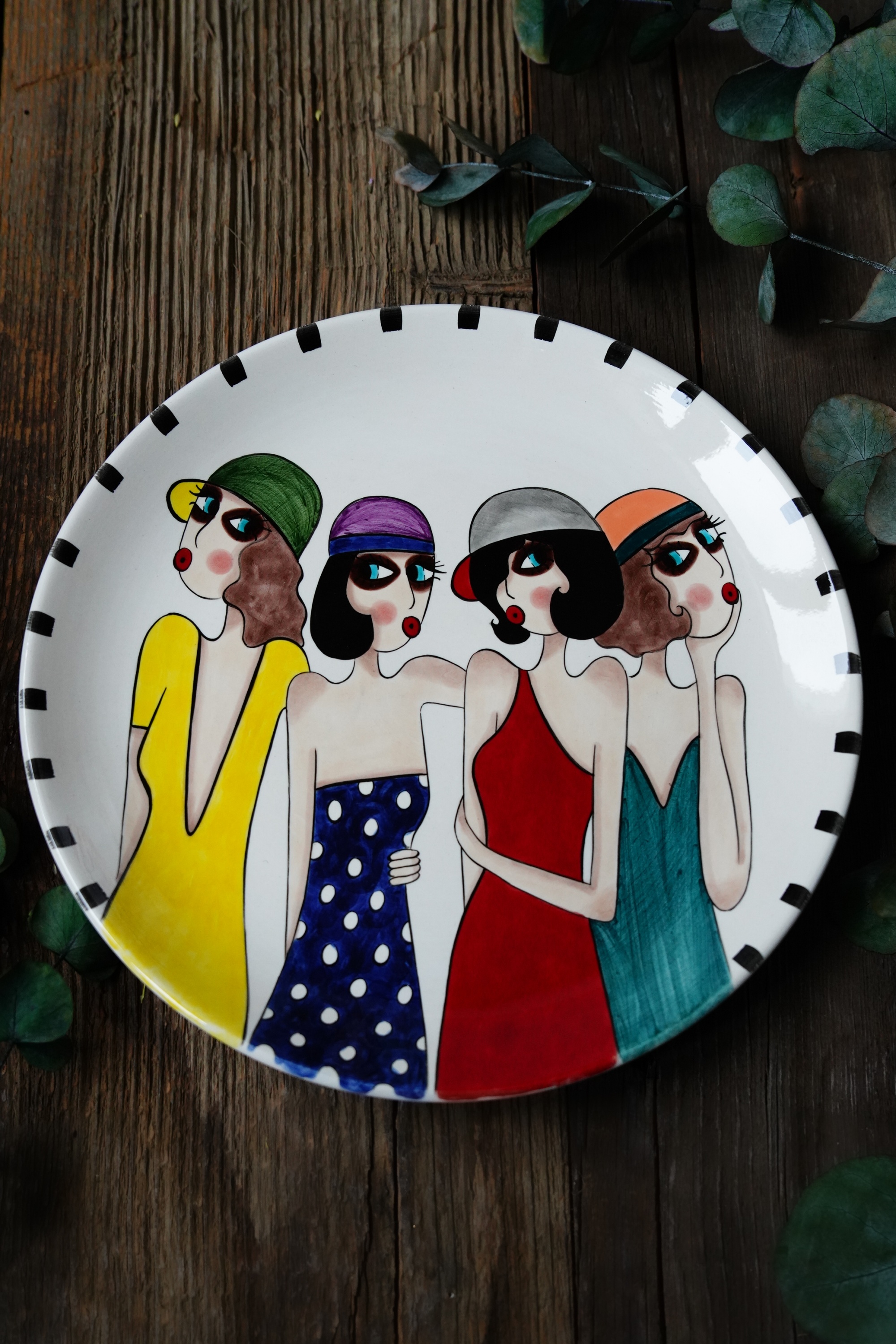 El Yapımı Tasarım Büyük Boy Çini Tabak Parti Zamanı