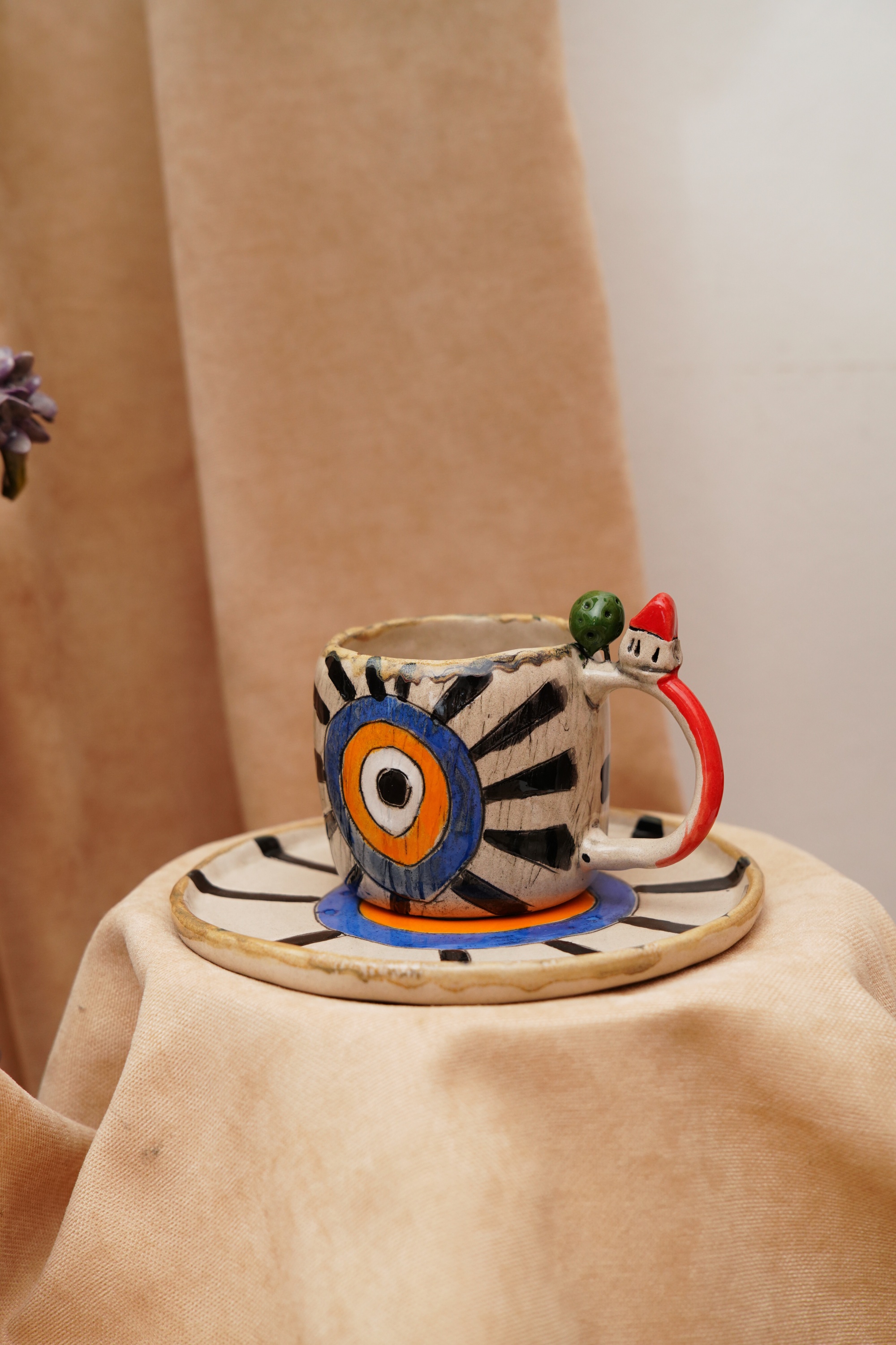 El Yapımı Tasarım Seramik Mug Set Nazar