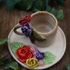 Handcraft Design Ceramic Serving Plate and Turkish Coffee Cup