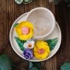 Handcraft Design Ceramic Yellow Flower Turkish Coffee Set