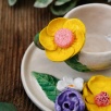 Handcraft Design Ceramic Yellow Flower Turkish Coffee Set