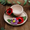 Handcraft Design Ceramic Flowered Turkish Coffee Set