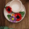 Handcraft Design Ceramic Flowered Turkish Coffee Set