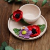 Handcraft Design Ceramic Flowered Turkish Coffee Set