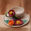 Handcraft Design Ceramic Turkish Coffee Set Multiple Flowers