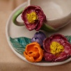 Handcraft Design Ceramic Turkish Coffee Set Multiple Flowers